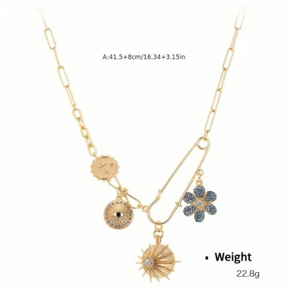 💎  Evil Eye Paperclip Necklace - Picture 3 of 7